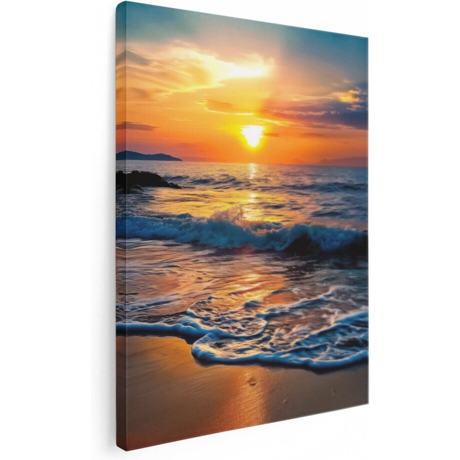 Artaza Canvas Schilderij Zee En Strand - 60x80 cm - Wanddecoratie Zonsondergang - Muurdecoratie Golven - Schilderijen Op Canvas Artaza Canvas Schilderij Zee En Strand - 60x80 cm - Wanddecoratie Zonsondergang - Muurdecoratie Golven - Schilderijen Op Canvas afbeelding 1