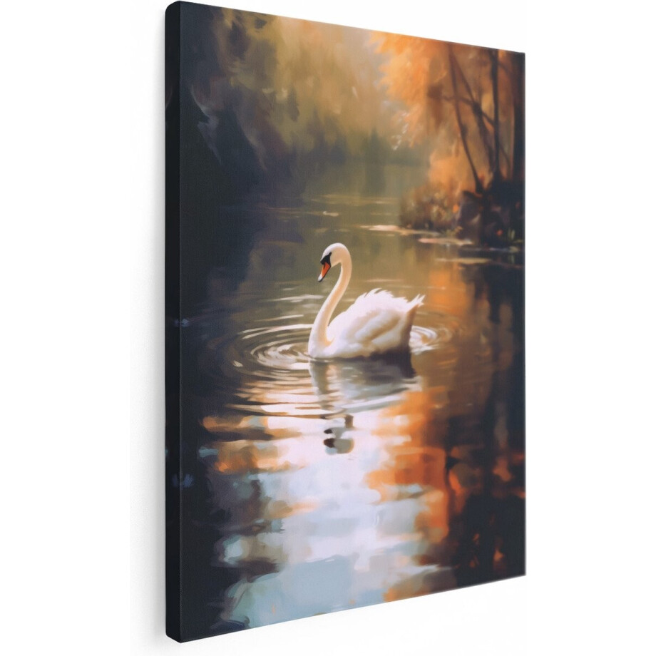 Artaza Canvas Schilderij Zwaan - 60x80 cm - Wanddecoratie Vogels - Muurdecoratie Herfst - Schilderijen Op Canvas Vijver Artaza Canvas Schilderij Zwaan - 60x80 cm - Wanddecoratie Vogels - Muurdecoratie Herfst - Schilderijen Op Canvas Vijver afbeelding 1