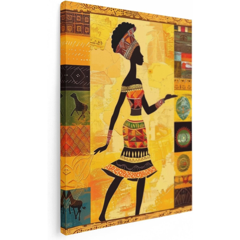Artaza Canvas Schilderij Afrikaanse Vrouw in een Jurk - 60x80 cm - Wanddecoratie Woonkamer - Schilderijen - Muurdecoratie Artaza Canvas Schilderij Afrikaanse Vrouw in een Jurk - 60x80 cm - Wanddecoratie Woonkamer - Schilderijen - Muurdecoratie afbeelding 1