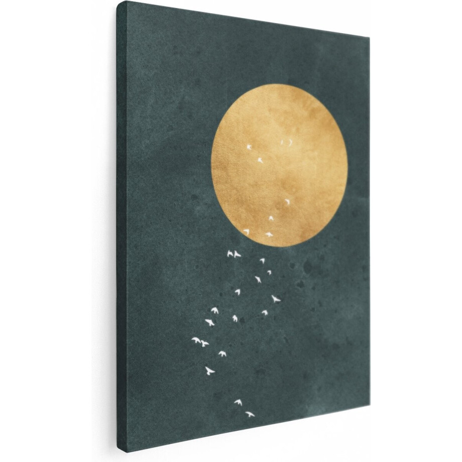 Artaza Canvas Schilderij Zon met Vogels - Abstract - 30x40 - Foto Op Canvas - Canvas Print afbeelding 1