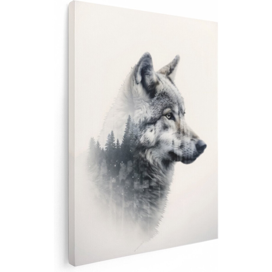 Artaza Canvas Schilderij Wolf - 60x80 - Foto Op Canvas - Canvas Print - Muurdecoratie afbeelding 1