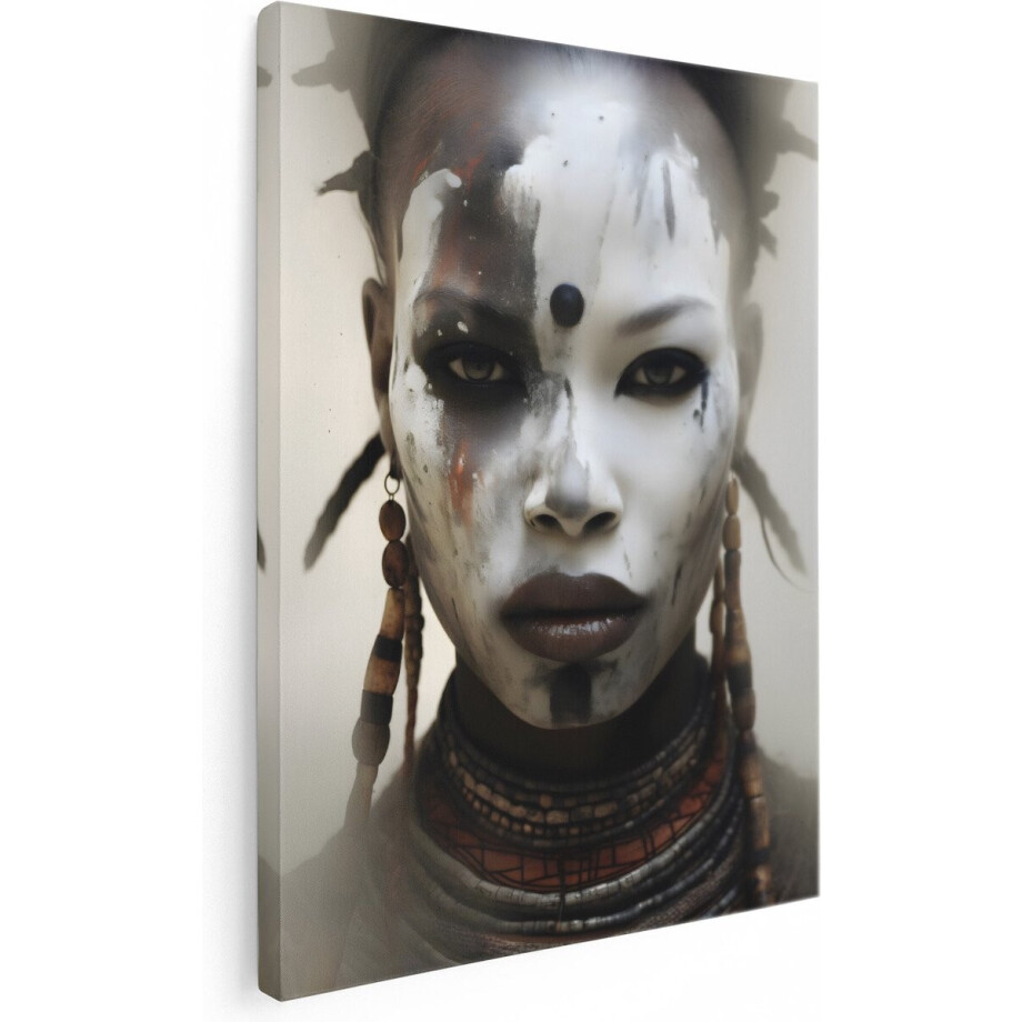 Artaza Canvas Schilderij Massai Warrior - Keniaanse Vrouw - 60x80 - Foto Op Canvas - Canvas Print - Muurdecoratie afbeelding 1