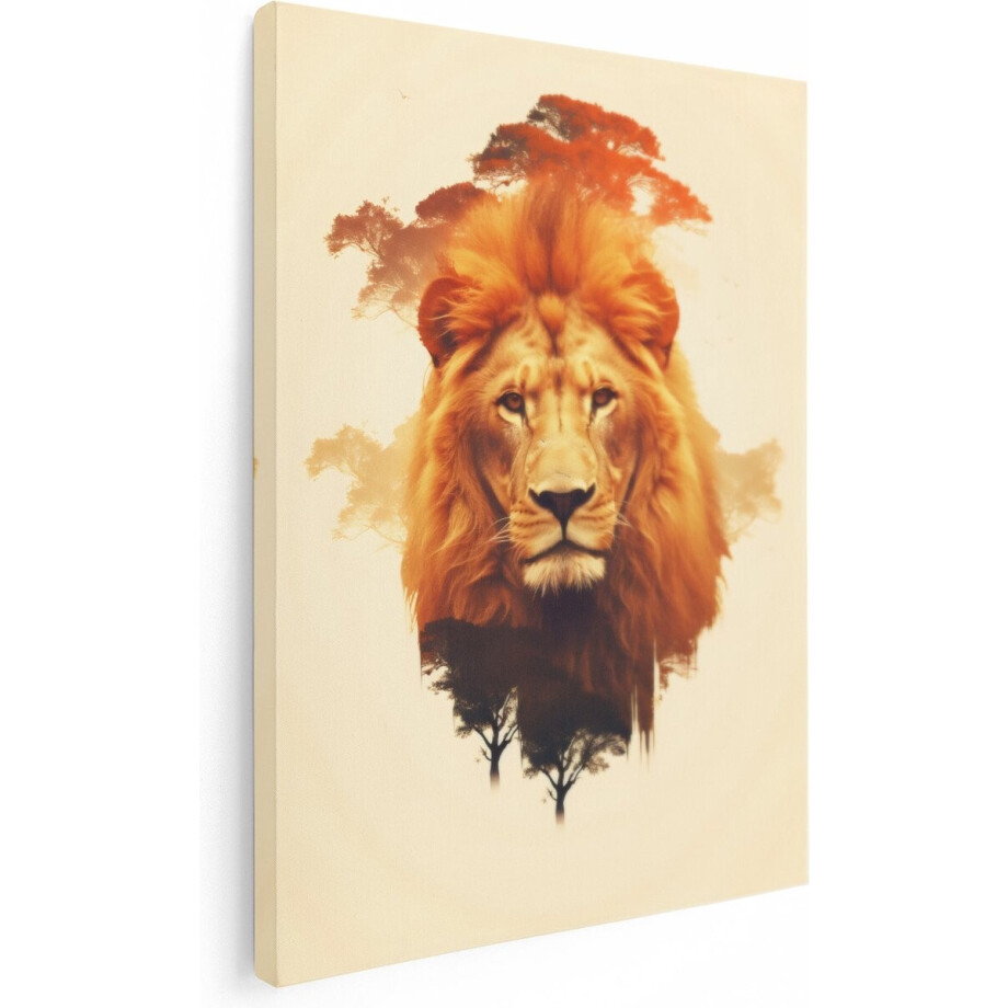 Artaza Canvas Schilderij Wilde Leeuw - 60x80 - Foto Op Canvas - Canvas Print - Muurdecoratie Artaza Canvas Schilderij Wilde Leeuw - 60x80 - Foto Op Canvas - Canvas Print - Muurdecoratie afbeelding 1
