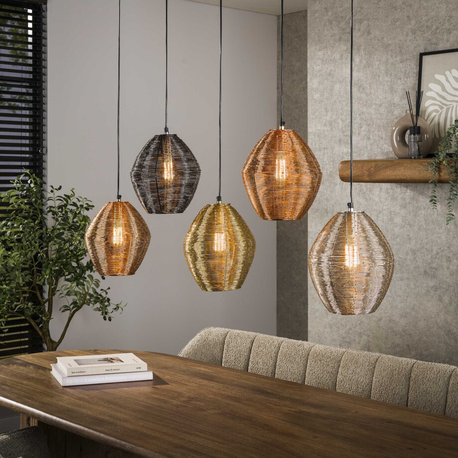 LifestyleFurn Hanglamp 'Dijon' Web mix, 5-lamps afbeelding 1