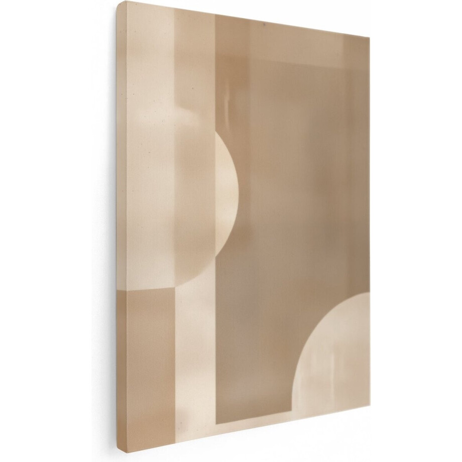 Artaza Canvas Schilderij Beige en Wit Abstract Beeld - 90x120 cm - Wanddecoratie Woonkamer - Schilderijen - Muurdecoratie afbeelding 1