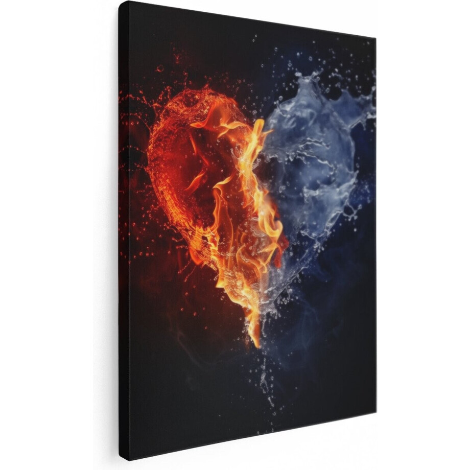 Artaza Canvas Schilderij Twee Harten Gemaakt van Vuur en Water op een Zwarte Achtergrond - 30x40 - Klein - Foto Op Canvas - Canvas Print Artaza Canvas Schilderij Twee Harten Gemaakt van Vuur en Water op een Zwarte Achtergrond - 30x40 - Klein - Foto Op Canvas - Canvas Print afbeelding 1