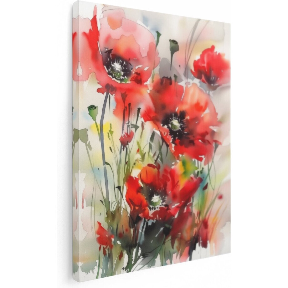 Artaza Canvas Schilderij Bloemen Aquarel - 30x40 cm - Klein - Wanddecoratie Klaprozen - Muurdecoratie Woonkamer - Kamer Accessoires Rood Artaza Canvas Schilderij Bloemen Aquarel - 30x40 cm - Klein - Wanddecoratie Klaprozen - Muurdecoratie Woonkamer - Kamer Accessoires Rood afbeelding 1