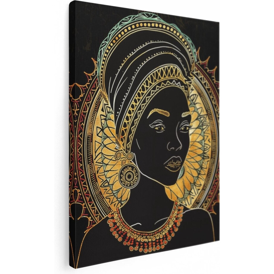 Artaza Canvas Schilderij Afrikaanse Vrouw in een Tulband - 90x120 cm - Wanddecoratie Woonkamer - Schilderijen - Muurdecoratie Artaza Canvas Schilderij Afrikaanse Vrouw in een Tulband - 90x120 cm - Wanddecoratie Woonkamer - Schilderijen - Muurdecoratie afbeelding 1