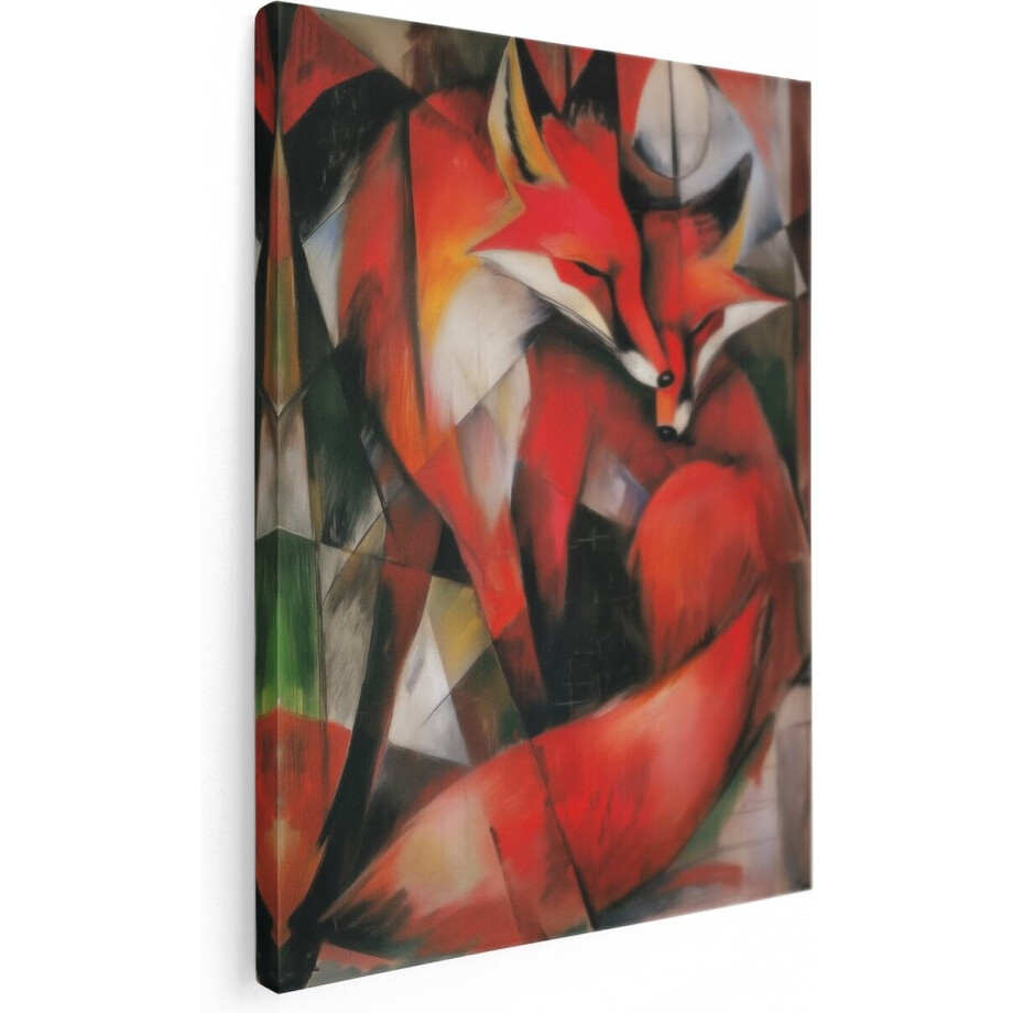 Artaza Canvas Schilderij Vos - 60x80 cm - Wanddecoratie Dieren - Muurdecoratie Kleurrijk - Schilderijen Op Canvas Abstract afbeelding 1
