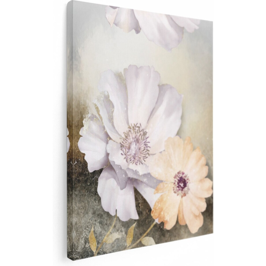 Artaza Canvas Schilderij Bloemen - 90x120 cm - Groot - Wanddecoratie Aquarel - Muurdecoratie Bloemen Woonkamer - Schilderijen Op Canvas afbeelding 1