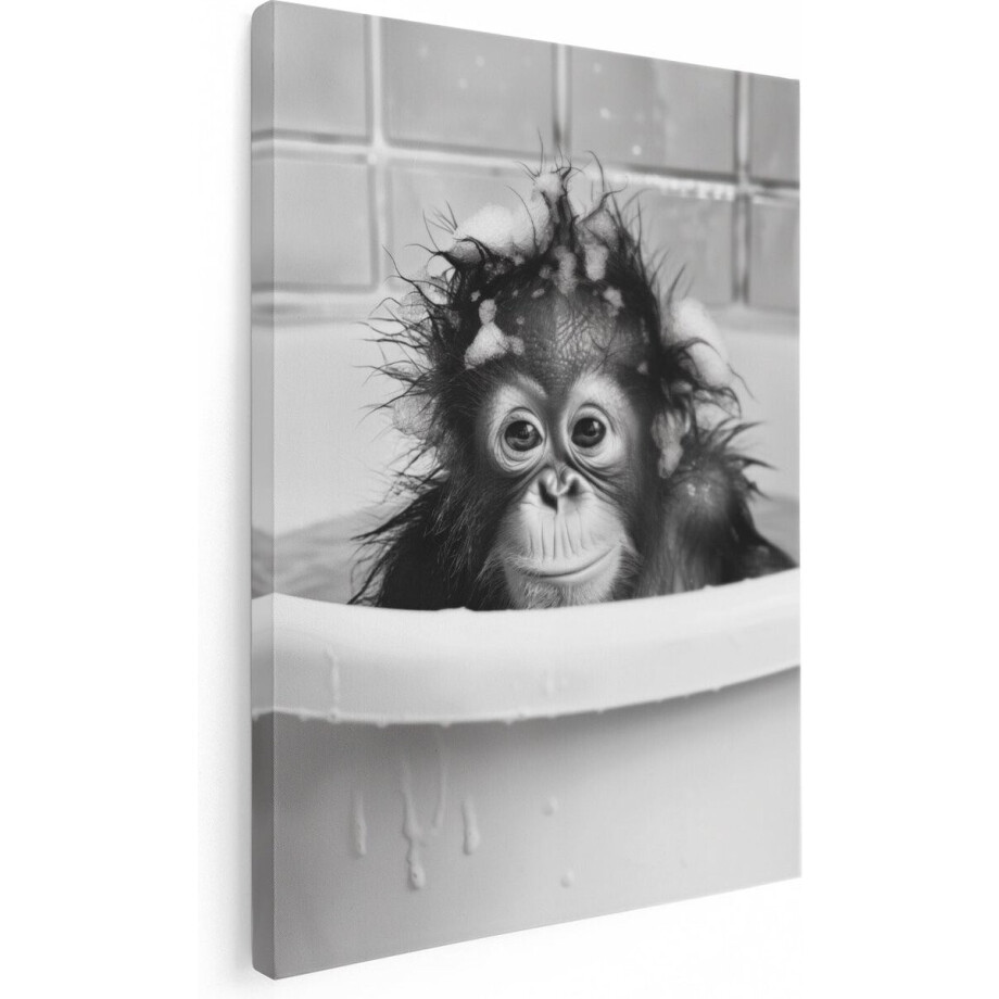 Artaza Canvas Schilderij Orang-Oetan - 30x40 cm - Klein - Wanddecoratie Wc - Muurdecoratie Dieren - Kamer Accessoires Badkamer afbeelding 1
