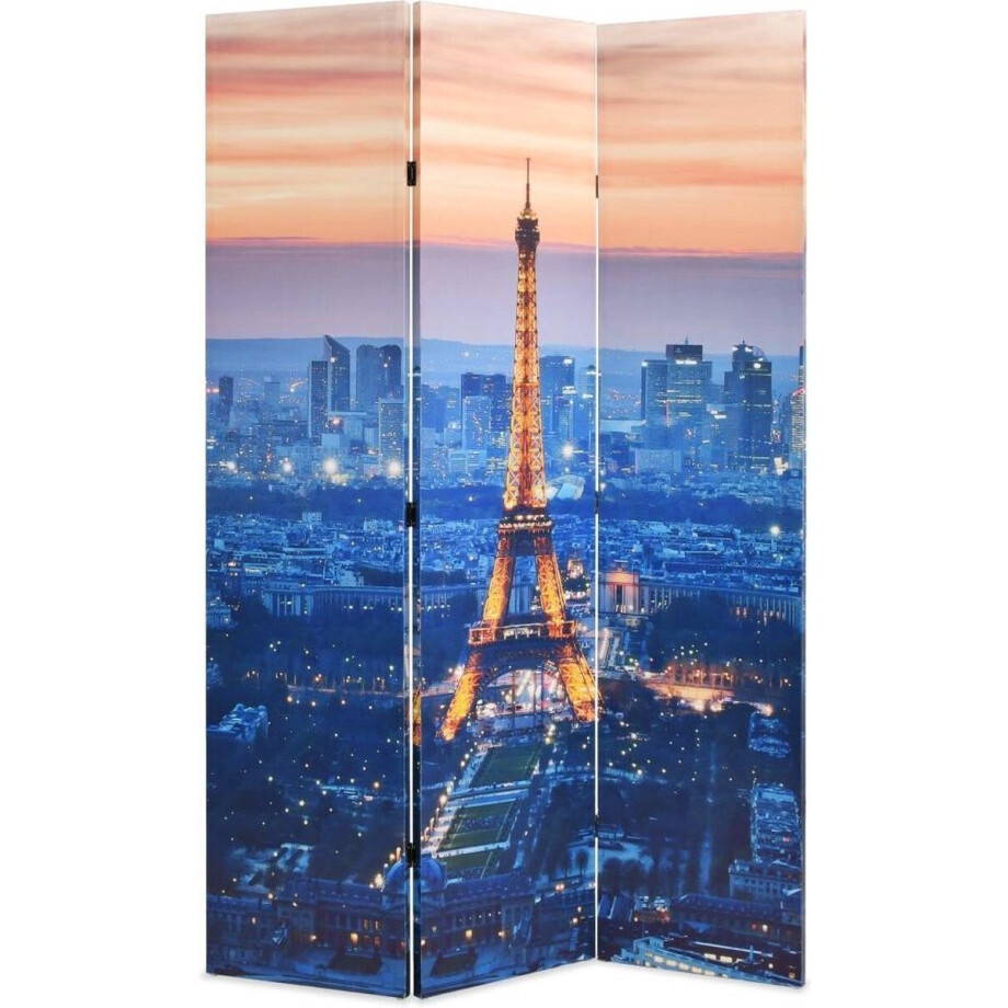 vidaXL - Kamerscherm - inklapbaar - Parijs - bij - nacht - 120x170 - cm afbeelding 1