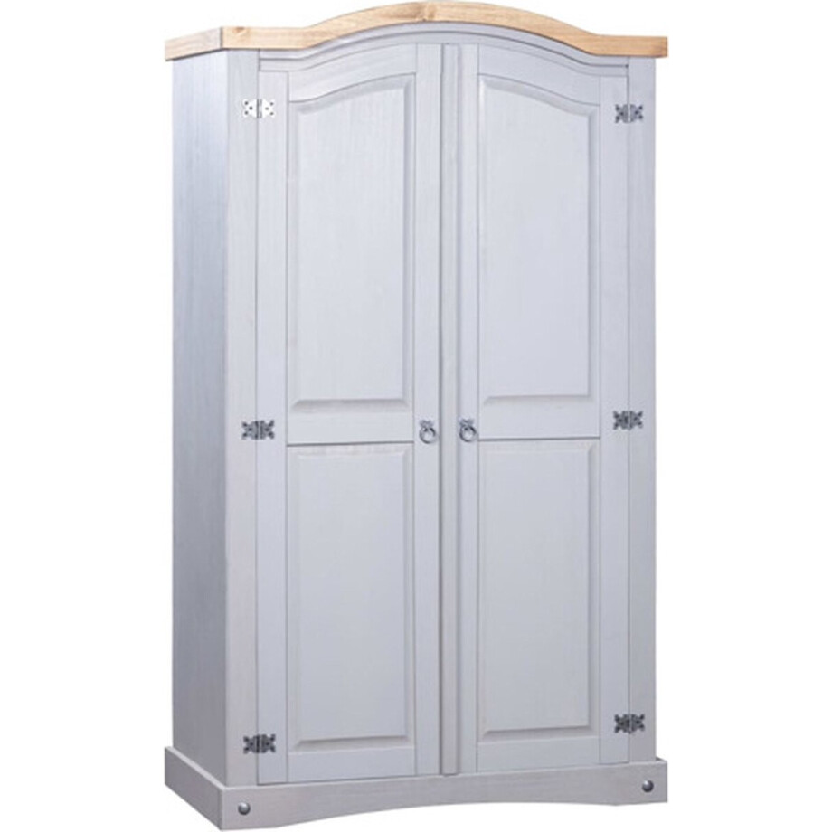 vidaXL - Kledingkast - 2 - deuren - Mexicaans - grenenhout - Corona-stijl - grijs afbeelding 1