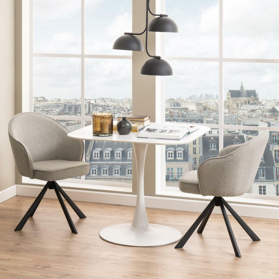 Bendt Vierkante Bistrotafel 'Tempest' Keramiek met marmerlook, 90 x 90cm, kleur Wit afbeelding 1