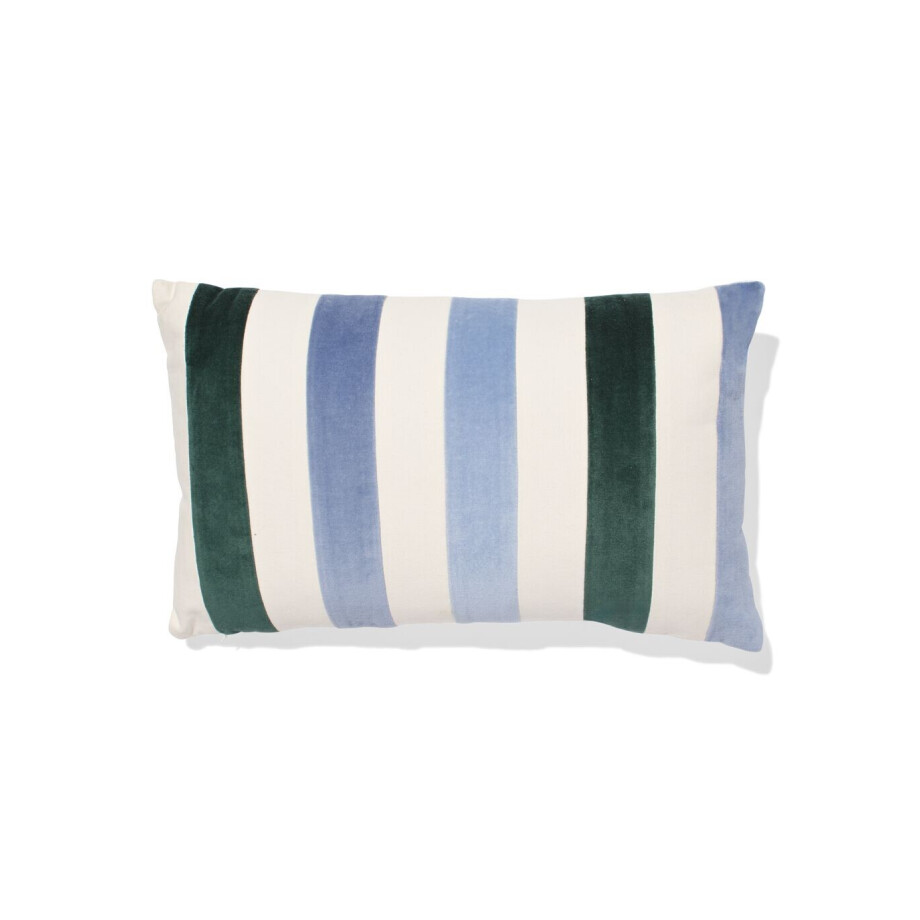 HEMA HEMA Kussenhoes 50x30cm Velours Strepen Blauw (blauw) HEMA HEMA Kussenhoes 50x30cm Velours Strepen Blauw (blauw) afbeelding 1