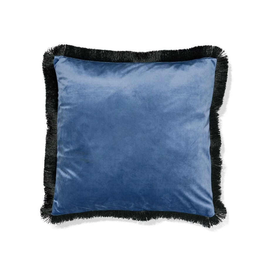 HEMA HEMA Kussenhoes 50x50cm Franjes Blauw (blauw) afbeelding 1