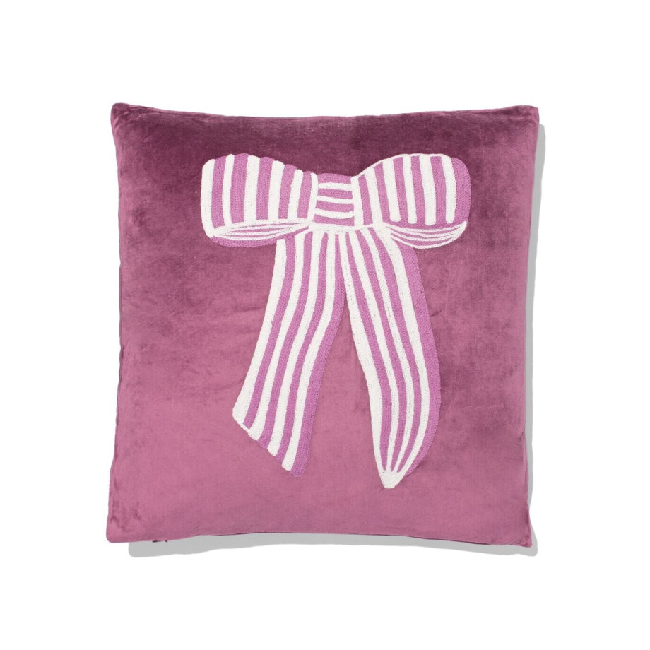 HEMA HEMA Kussen Strik 40x40cm Velours Rood (donkerpaars) afbeelding 1