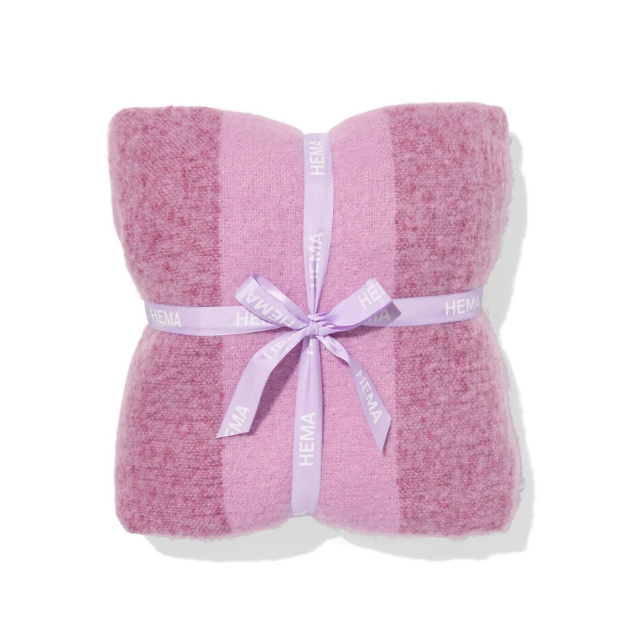 HEMA HEMA Plaid 130x150cm Wollook Strepen Paars (roze) HEMA HEMA Plaid 130x150cm Wollook Strepen Paars (roze) afbeelding 1