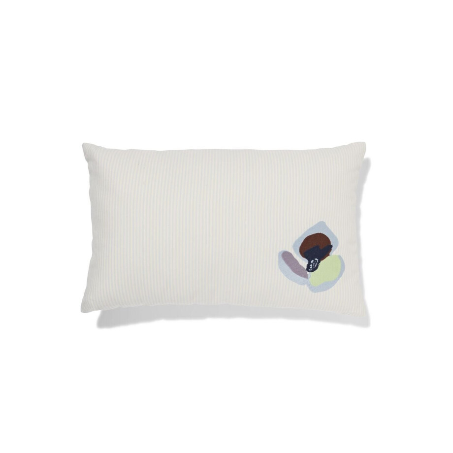 HEMA HEMA Kussen 50x30cm Katoen Bloemen Strepen (blauw) afbeelding 1