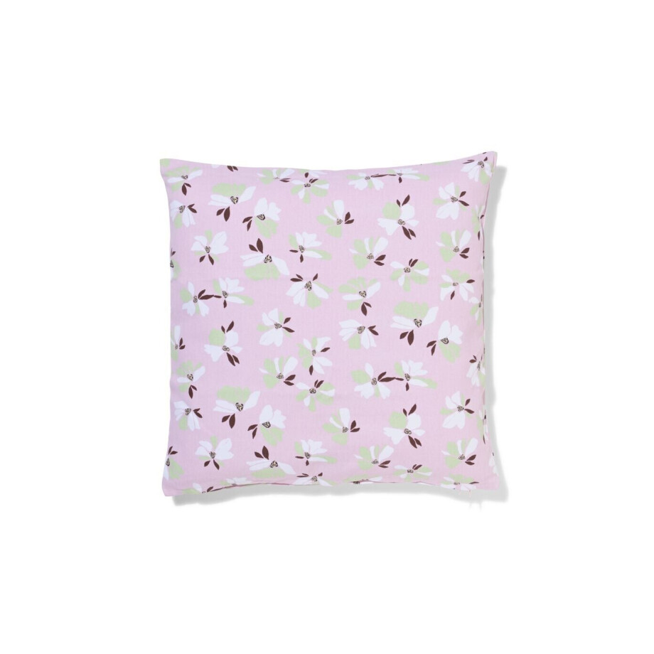 HEMA HEMA Kussenhoes 50x50cm Katoen Bloemen Roze (roze) afbeelding 1