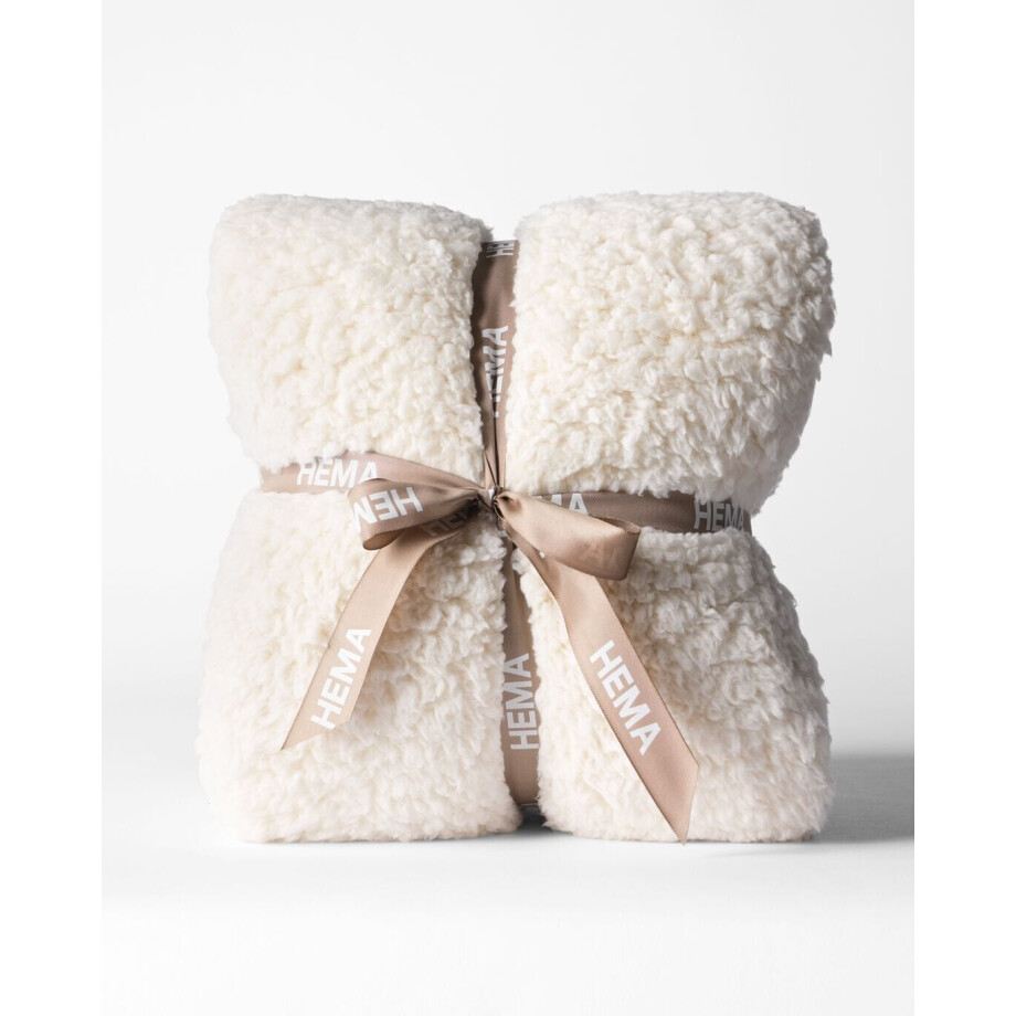 HEMA HEMA Plaid 150x130cm Teddy Wit (wit) afbeelding 1