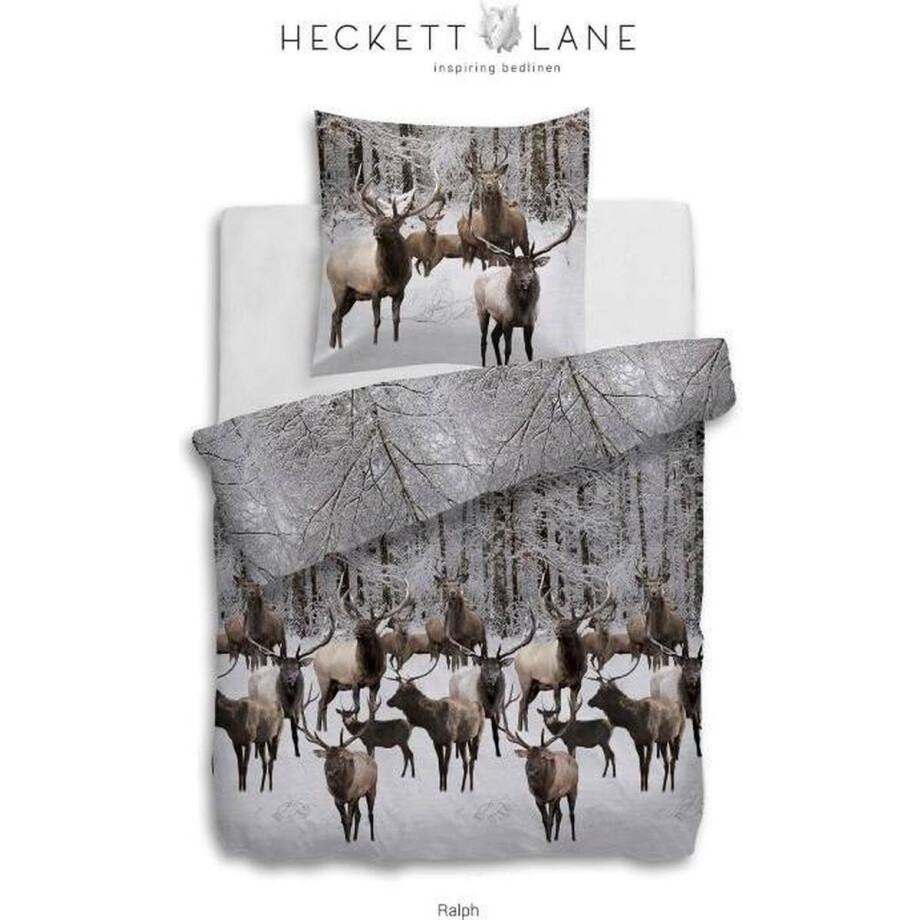 Heckett & Lane Ralph Dekbedovertrek - Tweepersoons - 200x200/220 cm - Taupe/Grijs afbeelding 1