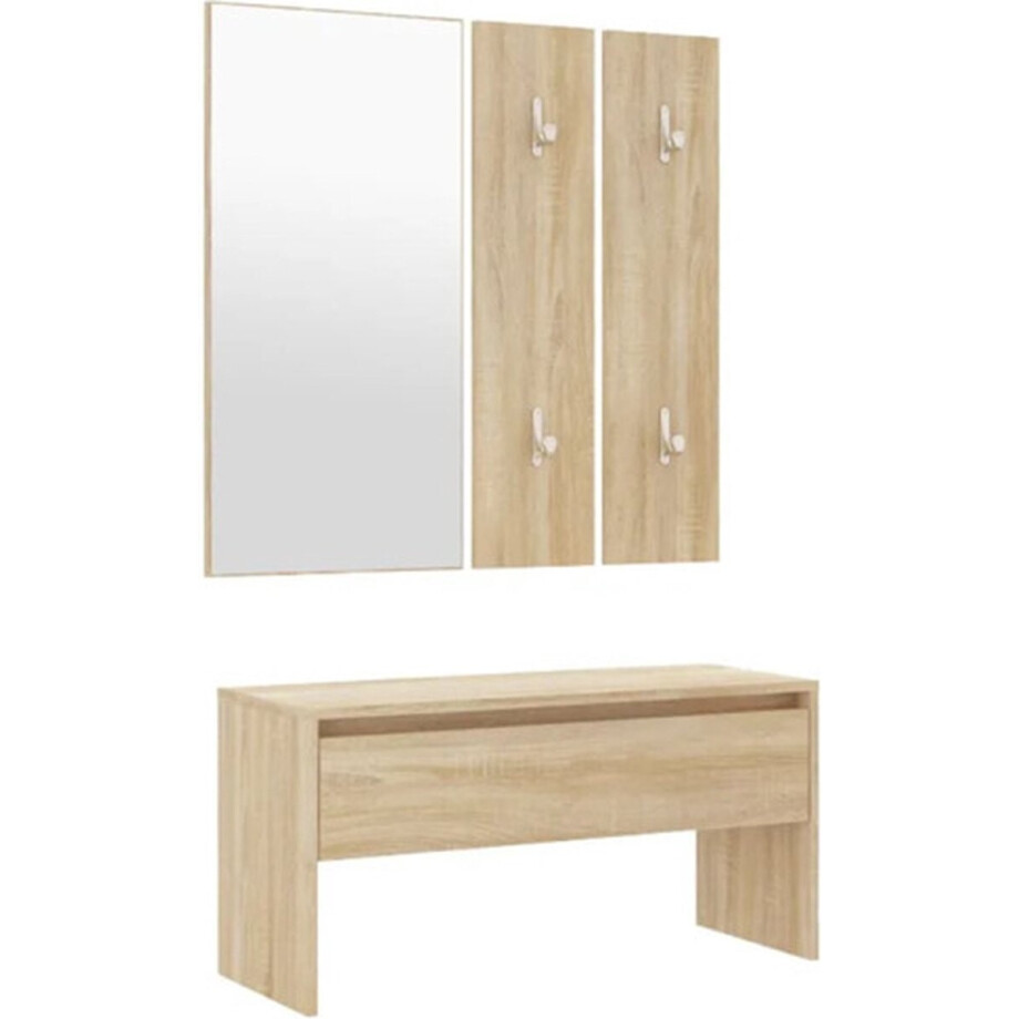 vidaXL - Garderobe - set - bewerkt - hout - sonoma - eiken afbeelding 1