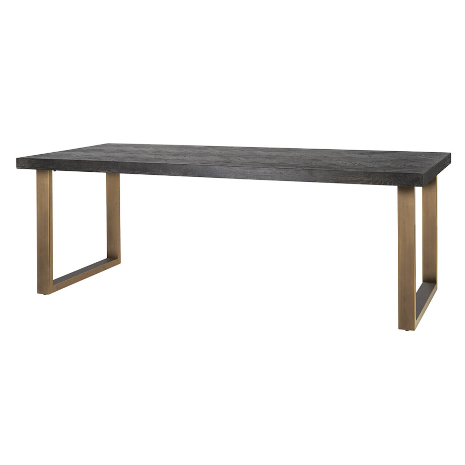 Richmond Eettafel 'Blackbone' Eikenhout en Staal, Brass, 220 x 100cm Richmond Eettafel 'Blackbone' Eikenhout en Staal, Brass, 220 x 100cm afbeelding 1