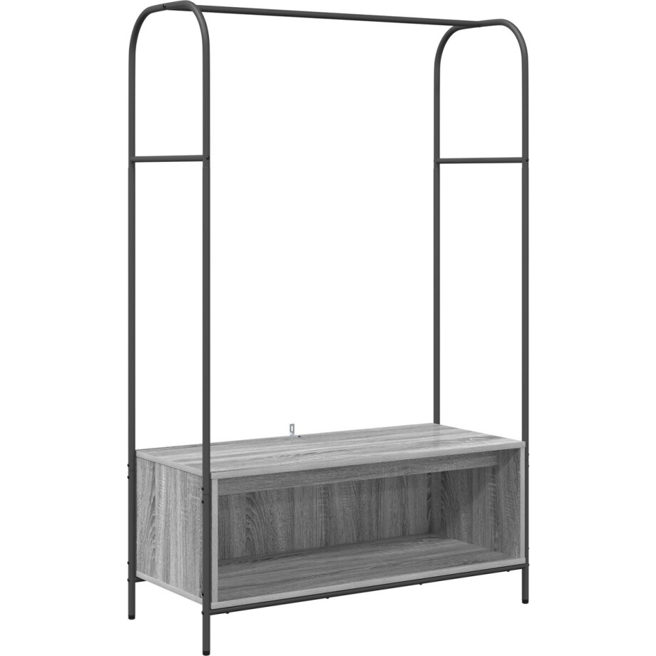 vidaXL - Kledingrek - Grijs - 100 - x - 44 - x - 160 - cm - Bewerkt - hout afbeelding 1