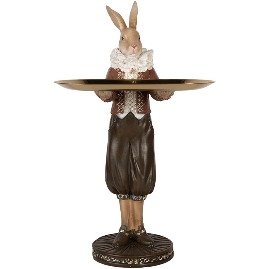 Clayre & Eef Decoratie Beeld Konijn 18x17x31 cm Beige Bruin Kunststof afbeelding 1