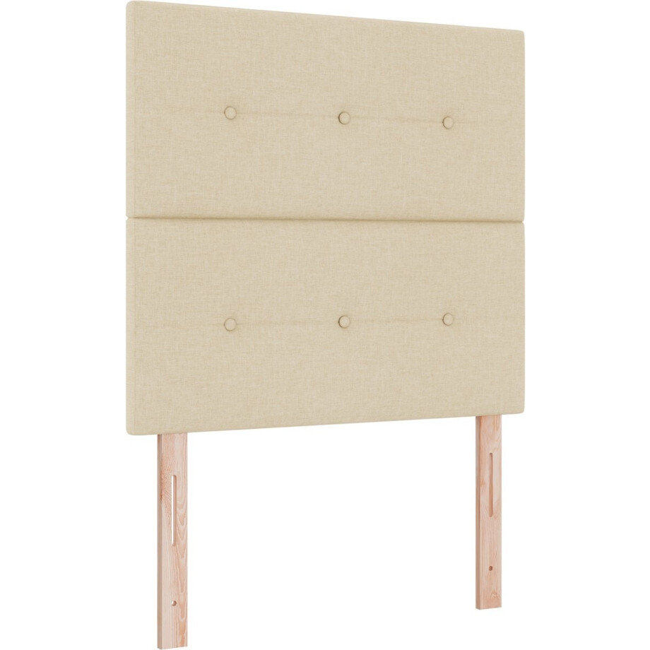 vidaXL - Boxspring - bed - met - hoofdeinde - Crème - 120 - x - 190 - cm - Stof afbeelding 1