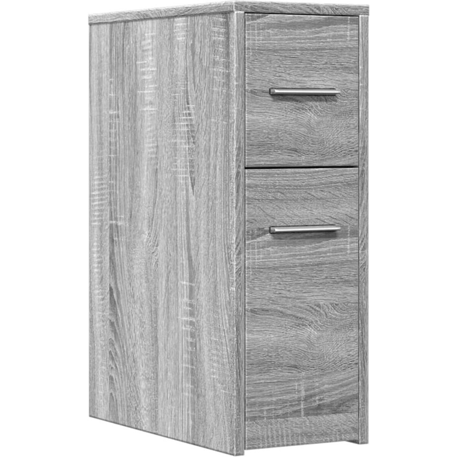 vidaXL - Badkamerkast - smal - met - wielen - bewerkt - hout - grijs - sonoma - eiken vidaXL - Badkamerkast - smal - met - wielen - bewerkt - hout - grijs - sonoma - eiken afbeelding 1