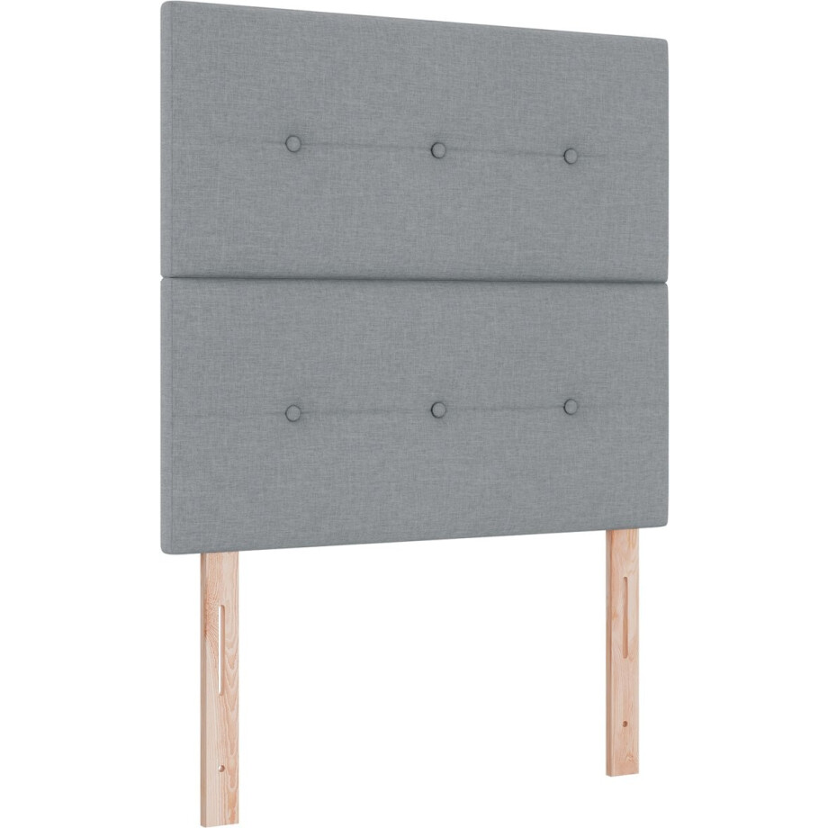 vidaXL - Boxspring - bed - met - hoofdeinde - Lichtgrijs - 90 - x - 200 - cm - Stof vidaXL - Boxspring - bed - met - hoofdeinde - Lichtgrijs - 90 - x - 200 - cm - Stof afbeelding 1