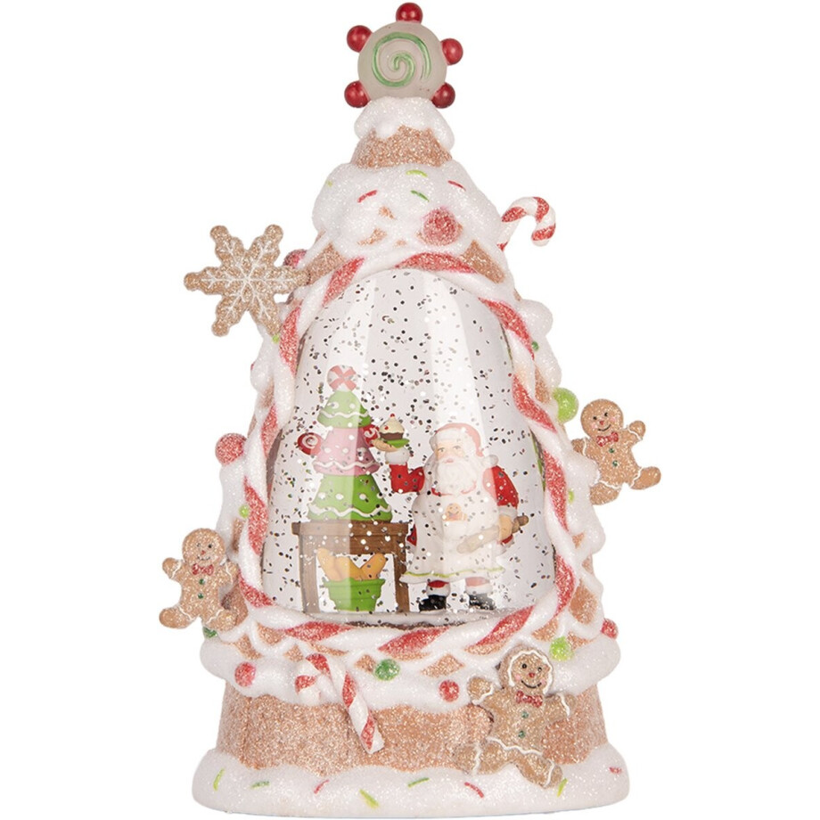 Clayre & Eef Kerstdecoratie met LED-verlichting en muziek Taart 14x8x24 cm / 3xAAA Wit Kunststof afbeelding 1