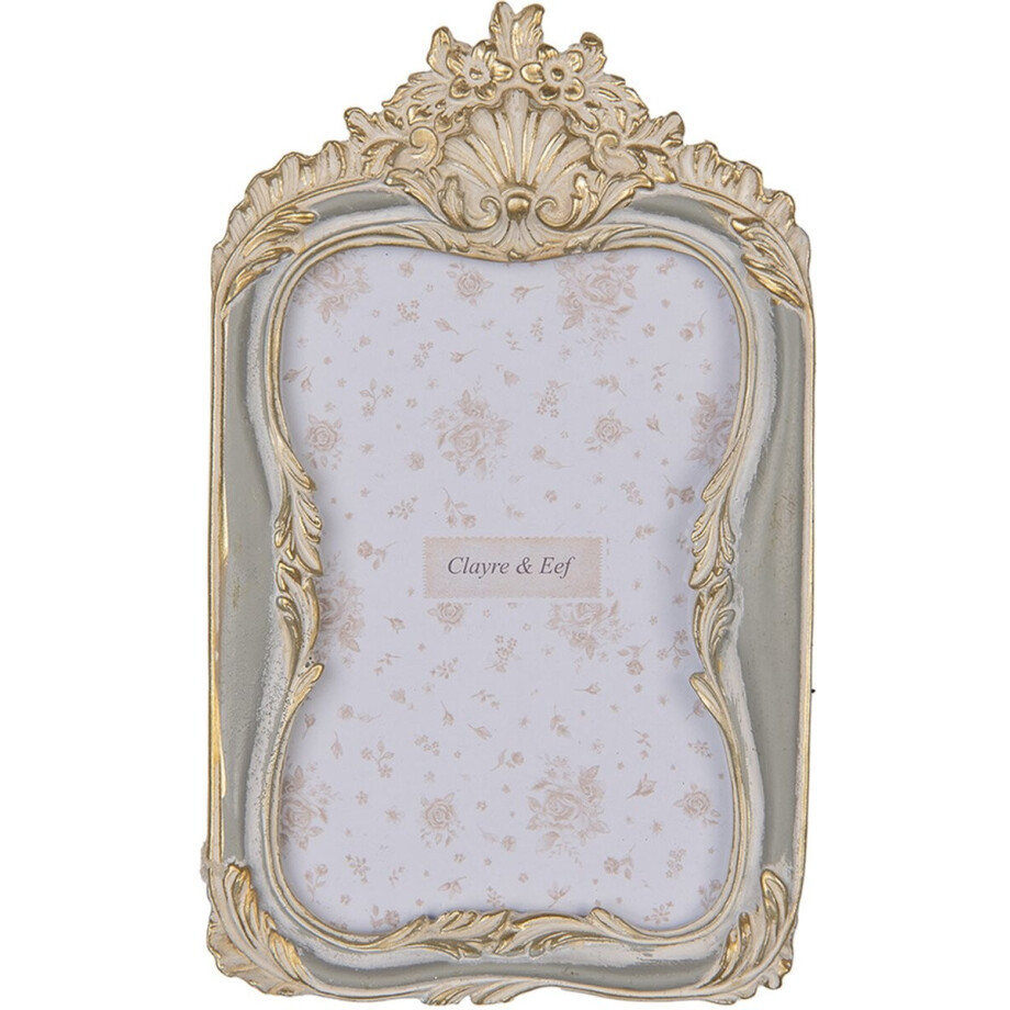 Clayre & Eef Fotolijst 10x15 cm Grijs Goudkleurig Kunststof afbeelding 1