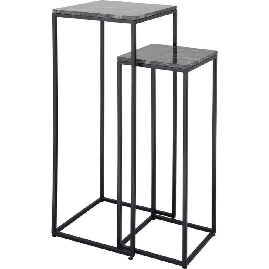 PTMD Ilano Green Marble Iron Sidetable Green Top SV2 - set zuilen bijzettafels met marmeren blad PTMD Ilano Green Marble Iron Sidetable Green Top SV2 - set zuilen bijzettafels met marmeren blad afbeelding 1