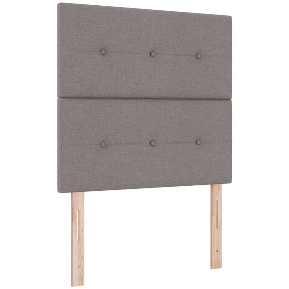 vidaXL - Boxspring - bed - met - hoofdeinde - Taupe - 90 - x - 200 - cm - Stof afbeelding 1