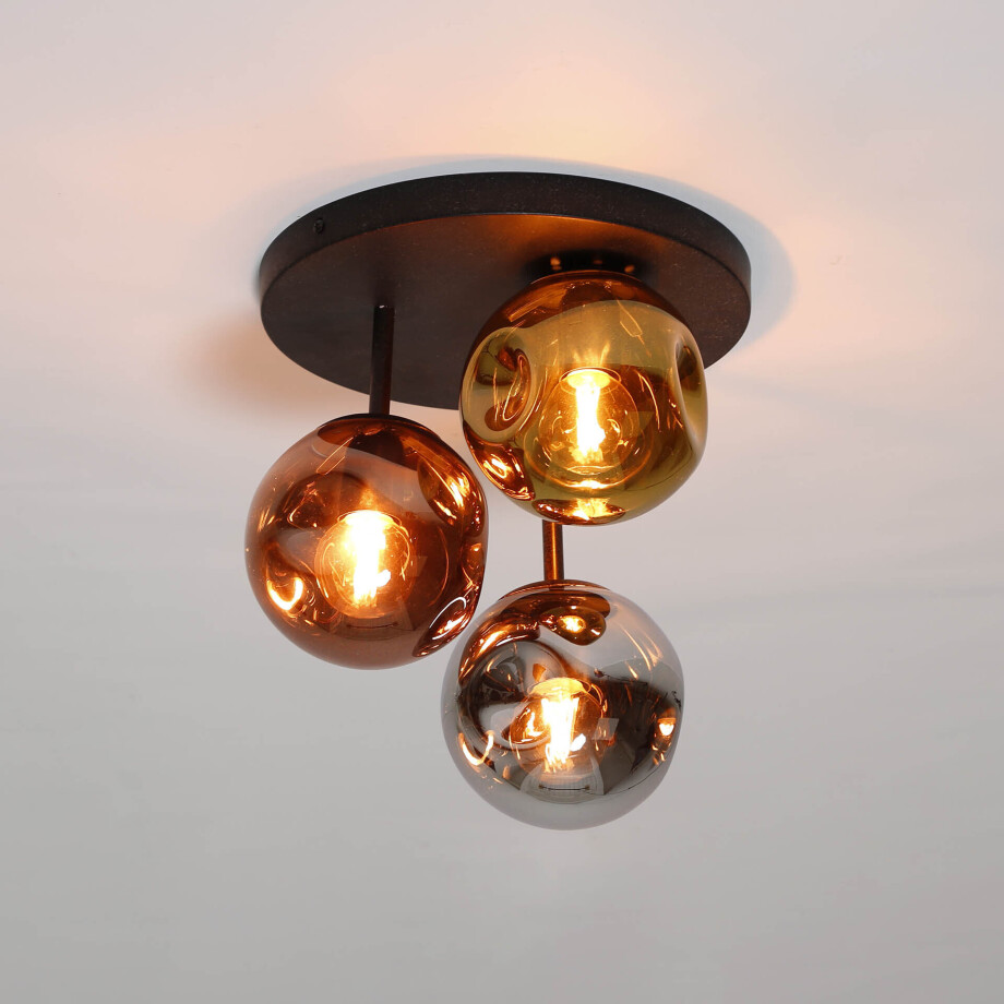 LifestyleFurn Plafondlamp 'Shahid' Glas, 3-lamps LifestyleFurn Plafondlamp 'Shahid' Glas, 3-lamps afbeelding 1
