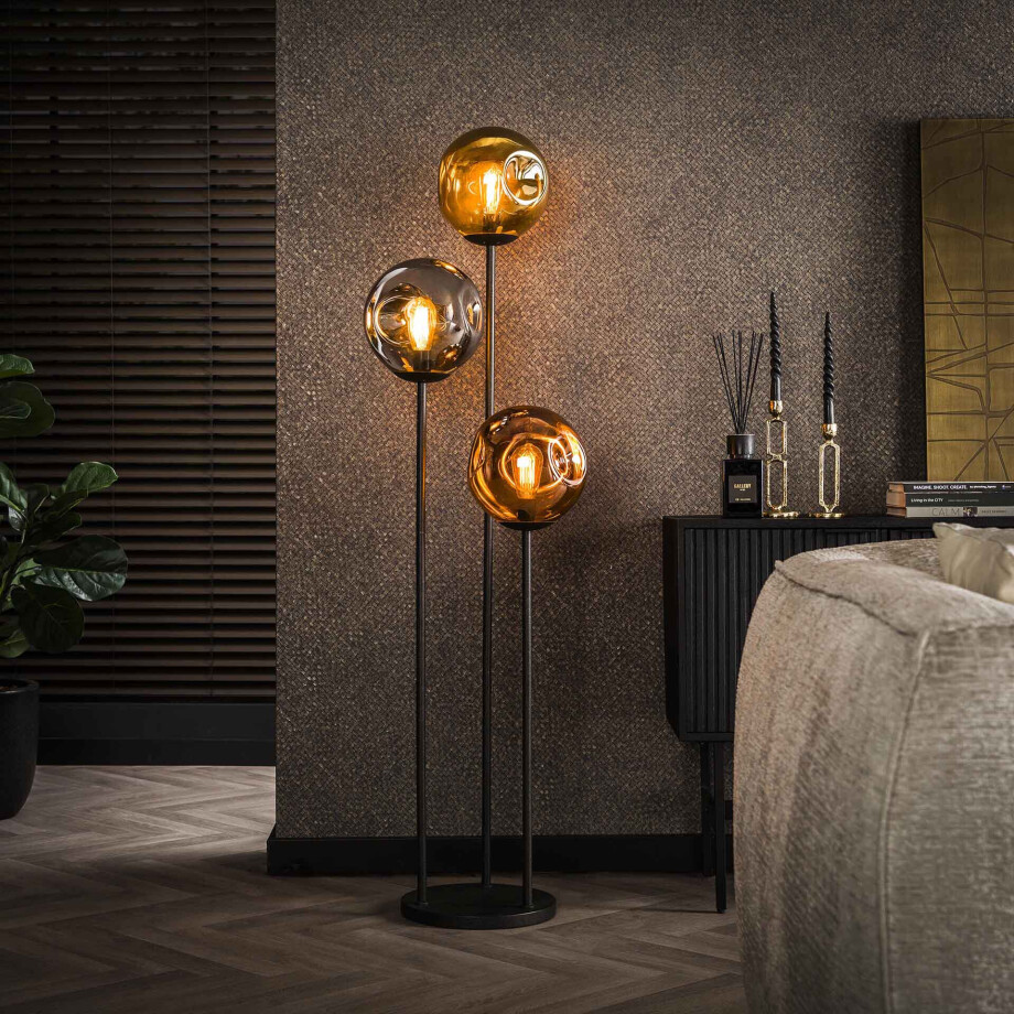 LifestyleFurn Vloerlamp 'Shahid' Glas, 3-lamps afbeelding 1