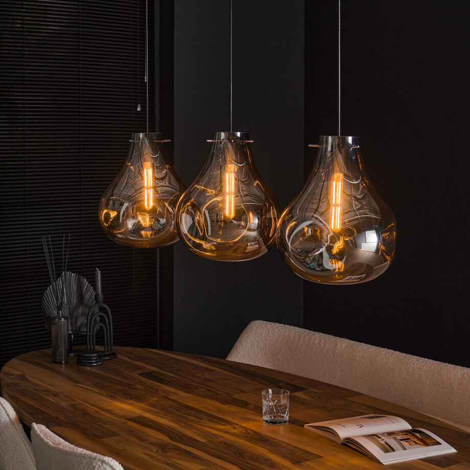 LifestyleFurn Hanglamp 'Roshell' 3-lamps, kleur Artic Zwart LifestyleFurn Hanglamp 'Roshell' 3-lamps, kleur Artic Zwart afbeelding 1