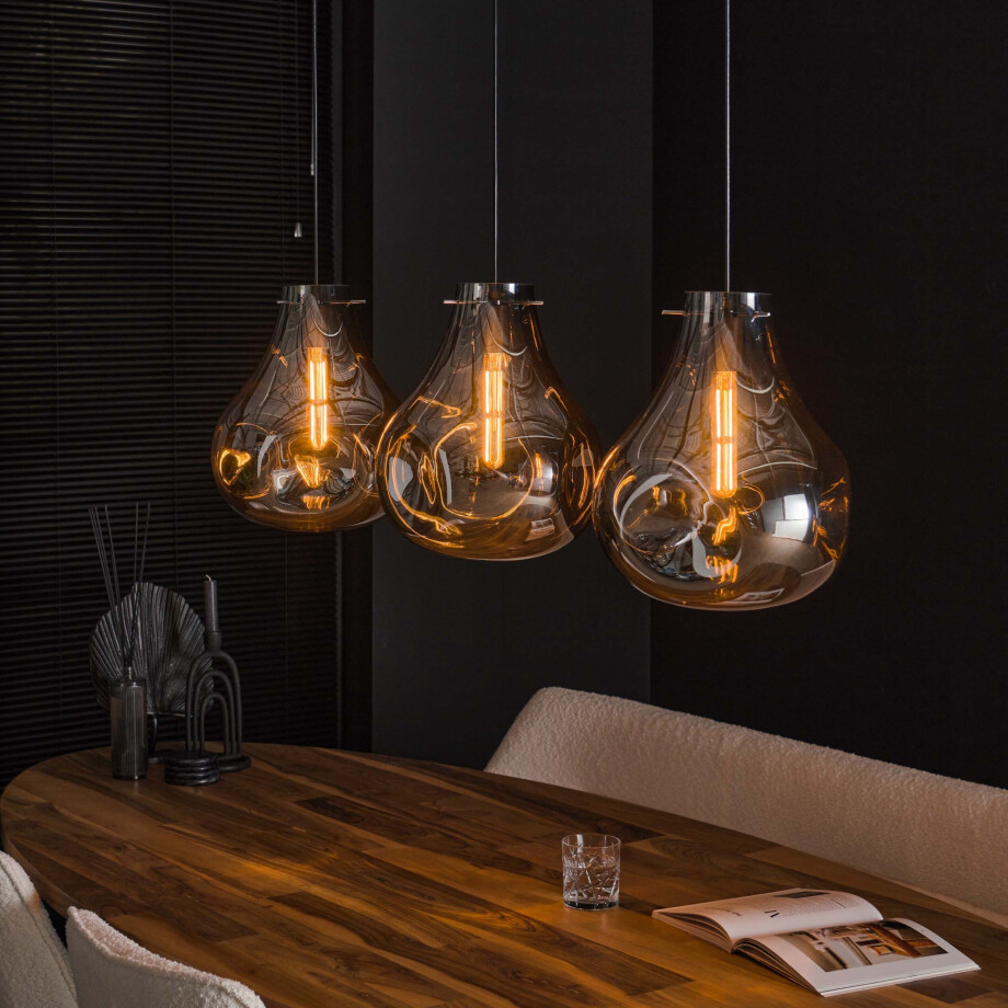 Hanglamp Dent Glass 3-lichts Artic zwart Hanglamp Dent Glass 3-lichts Artic zwart afbeelding 1