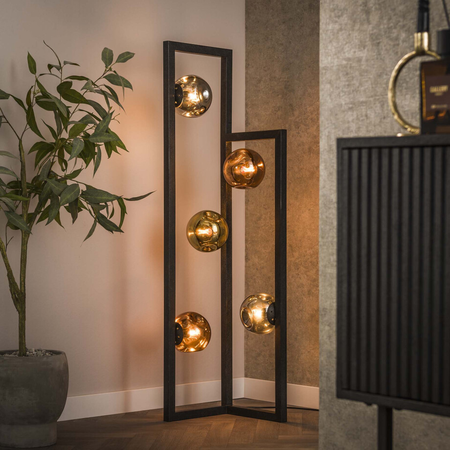 LifestyleFurn Vloerlamp 'Shahid' Glas, 5-lamps afbeelding 1