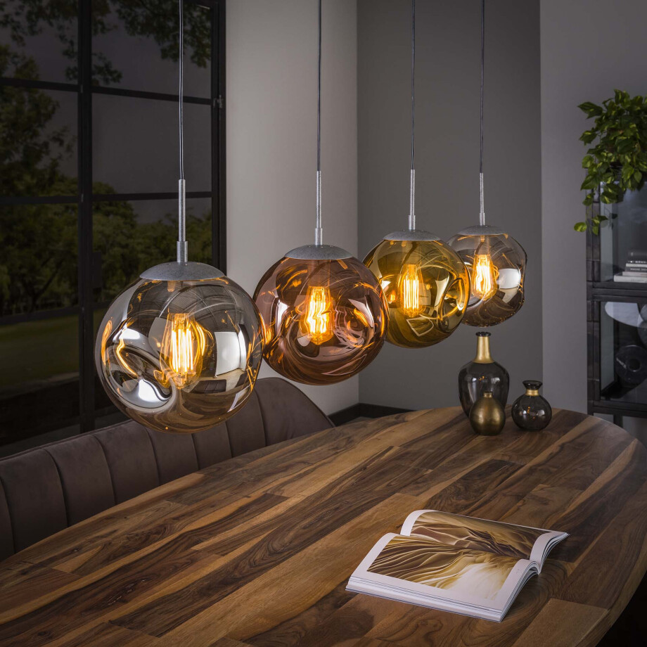LifestyleFurn Hanglamp 'Yair' 4-lamps, kleur Oud Zilver afbeelding 1