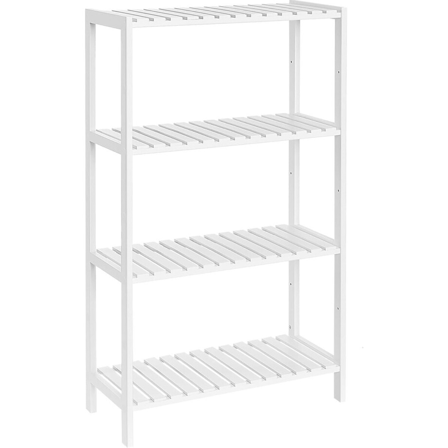 SONGMICS Bamboe Opbergrek - hoogte 100 cm - 4-laags rek, Multifunctioneel, voor hal, badkamer, woonkamer, balkon, keuken, 26 x 60 x 100 cm, Wit afbeelding 1