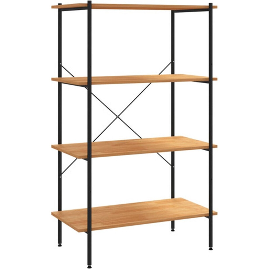 vidaXL - Opbergrek - 4-laags - 80x40x130 - cm - zwart - en - eikenkleurig vidaXL - Opbergrek - 4-laags - 80x40x130 - cm - zwart - en - eikenkleurig afbeelding 1