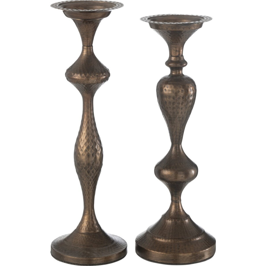 J-Line kaarshouder - metaal - bruin - 2 stuks J-Line kaarshouder - metaal - bruin - 2 stuks afbeelding 1