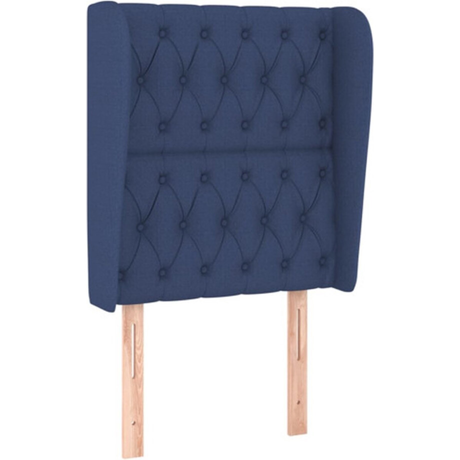 vidaXL - Hoofdbord - met - randen - 83x23x118/128 - cm - stof - blauw afbeelding 1