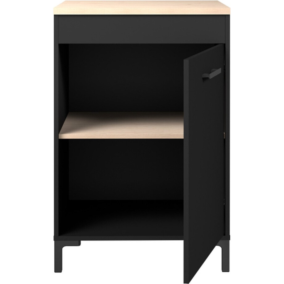 Keukenonderkast Cobalt 60cm - zwart/eik - Parisot - Keuken onderkast - Zwart - Spaanplaat Keukenonderkast Cobalt 60cm - zwart/eik - Parisot - Keuken onderkast - Zwart - Spaanplaat afbeelding 1