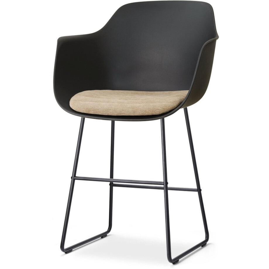 Nolon Nino-Liz barkruk zwart met nougatbruin Zitkussen - zwart onderstel - 65 cm afbeelding 1