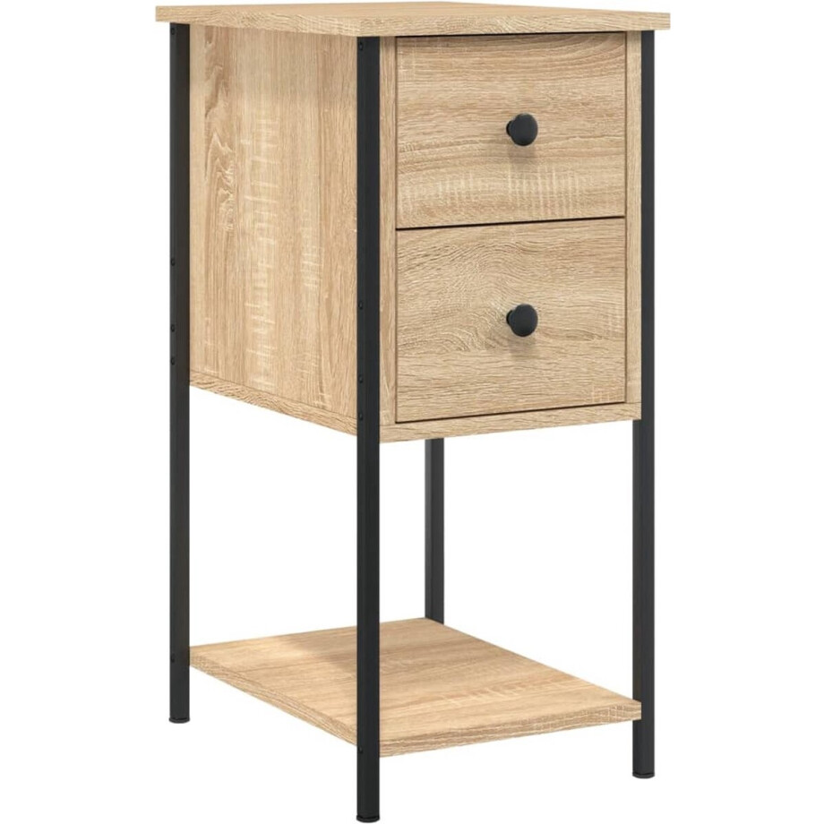vidaXL Nachtkastjes 2 st Sonoma Eiken 32x42x70 cm Nachtkastjes - Kastjes - Slaapkamers - Woonkamers - Houten Meubels afbeelding 1